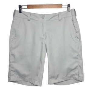 NIKE Golf Shorts Women's Size 8 Tour Performance Dri-Fit Beige Bermuda Length